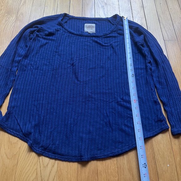 Chaser Size M Royal Blue Textured Waffle Knit Long Sleeve Scoop Neck Thermal Top - Picture 5 of 10